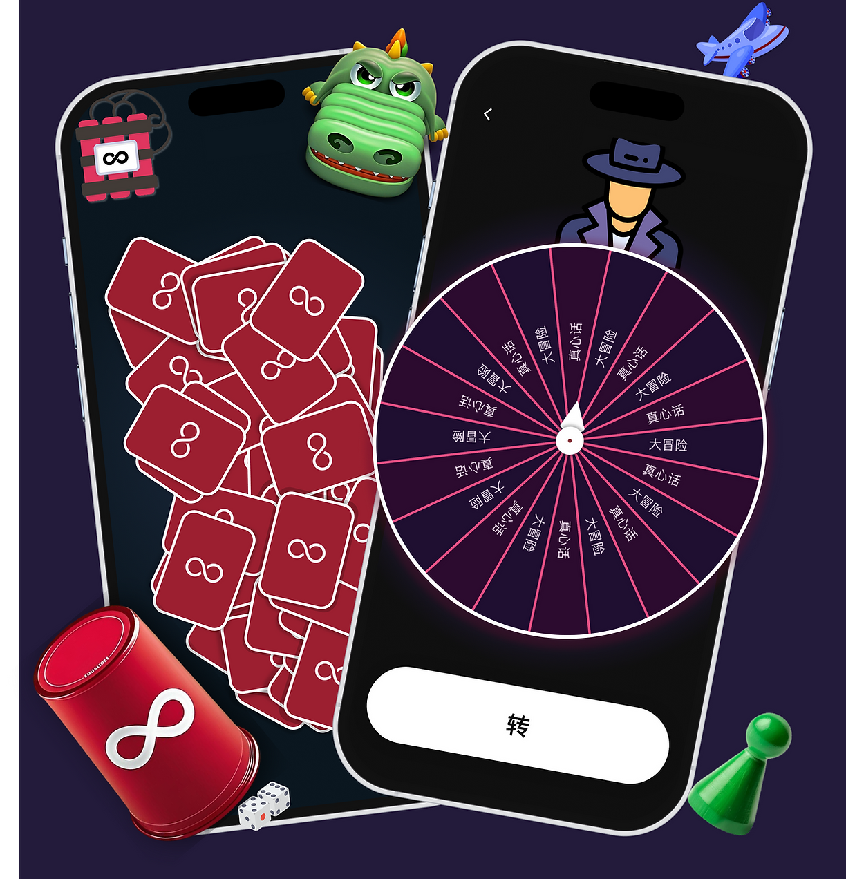 Cardfinity game screens on phones